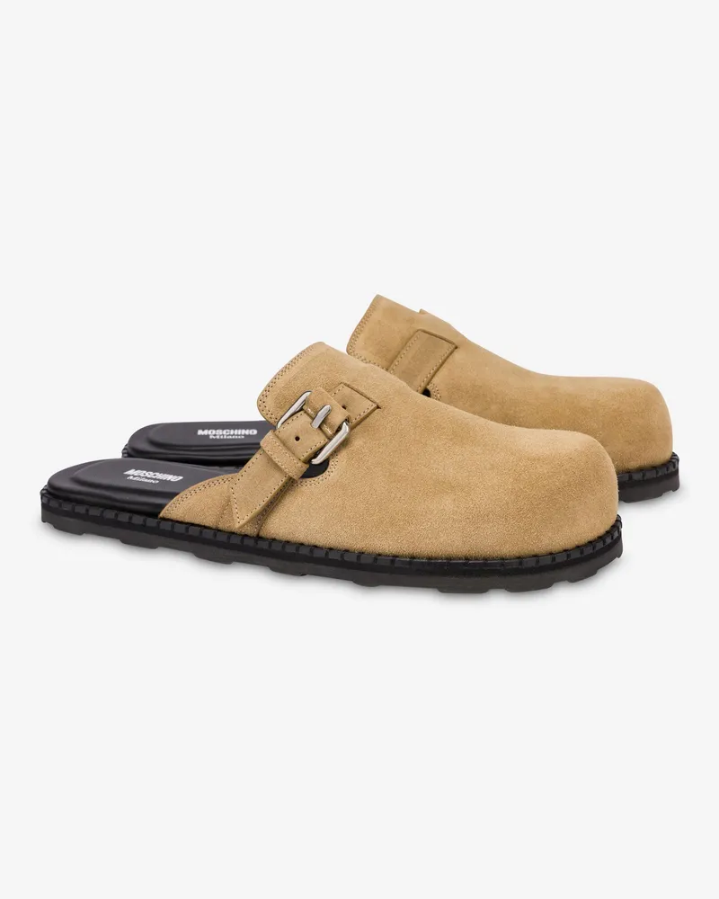 Moschino Wildleder-Sabot mit Riemen - Beige Beige