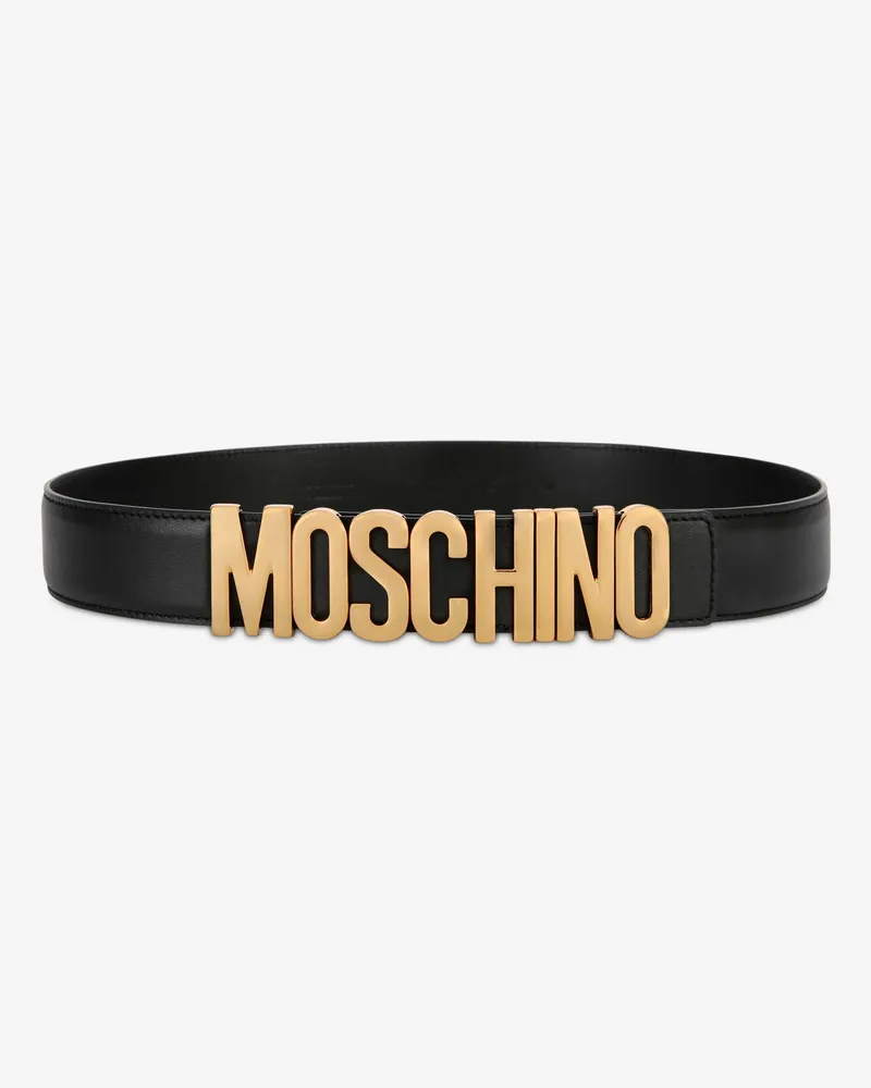Moschino Ledergürtel mit Logo - Schwarz Schwarz