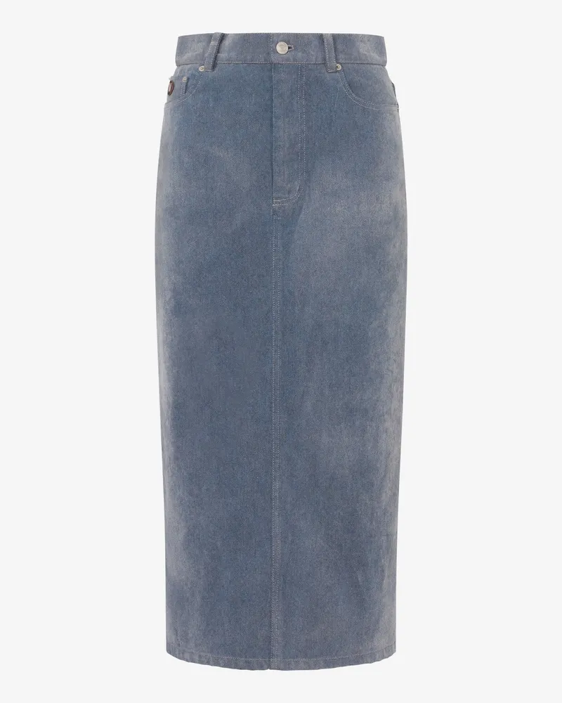Moschino Beflockter Denim-Rock - Grau Grau