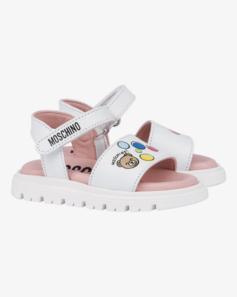 Moschino Moschino Teddy Bear Ledersandalen - Weiß;Pink Weiß