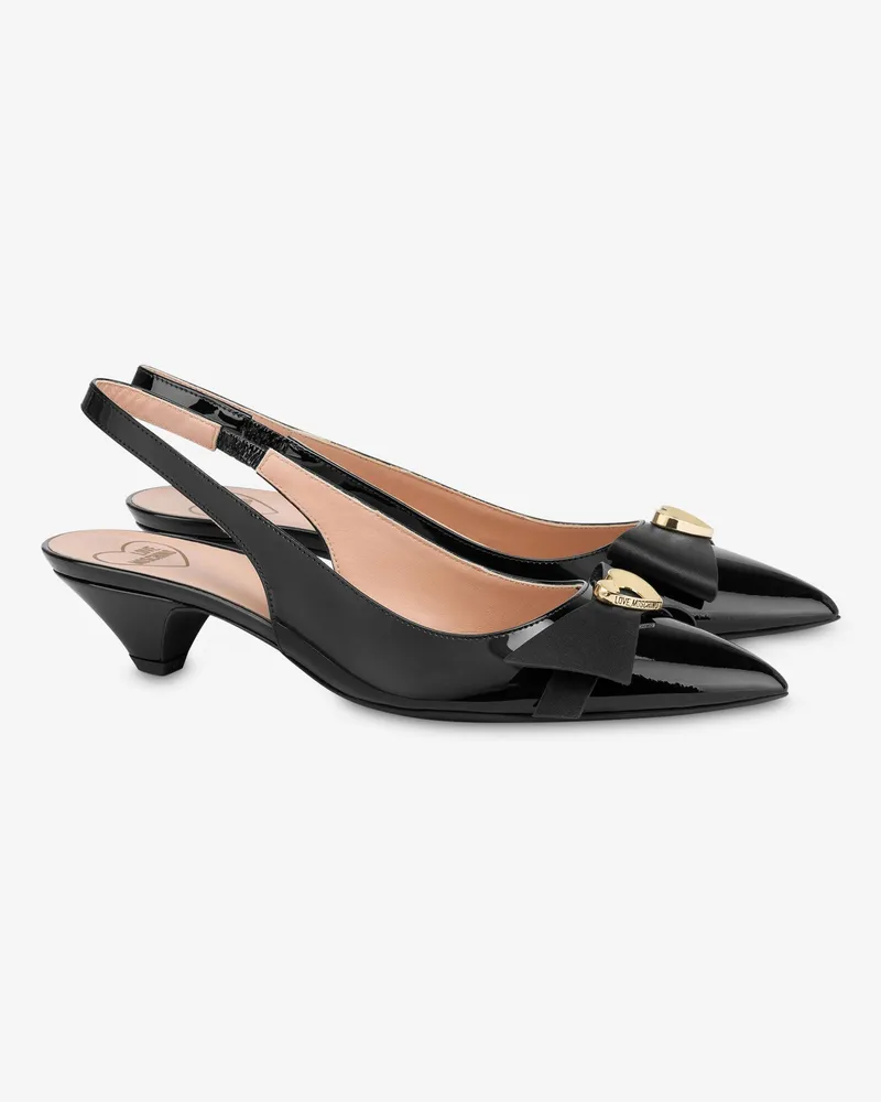 Moschino Slingback aus Lackleder - Schwarz Schwarz