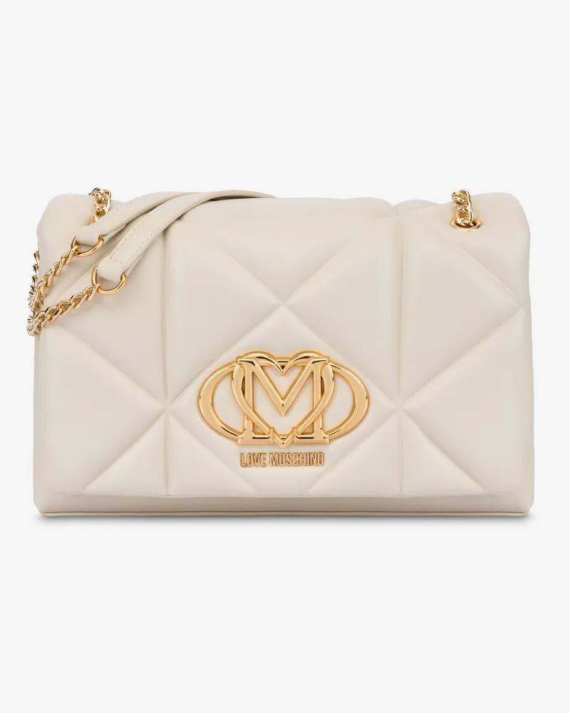 Moschino Gestepptes Schultertasche Embossed - Elfenbein Elfenbein