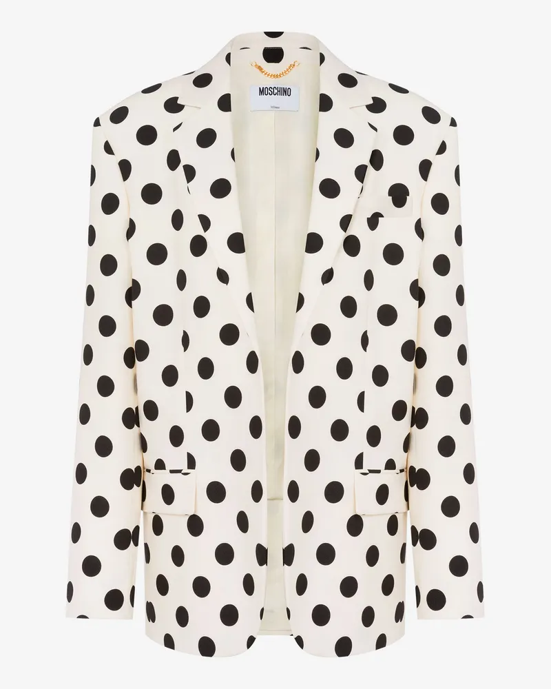 Moschino Bedruckte Wolljacke mit Polka Dots - Weiß Weiß