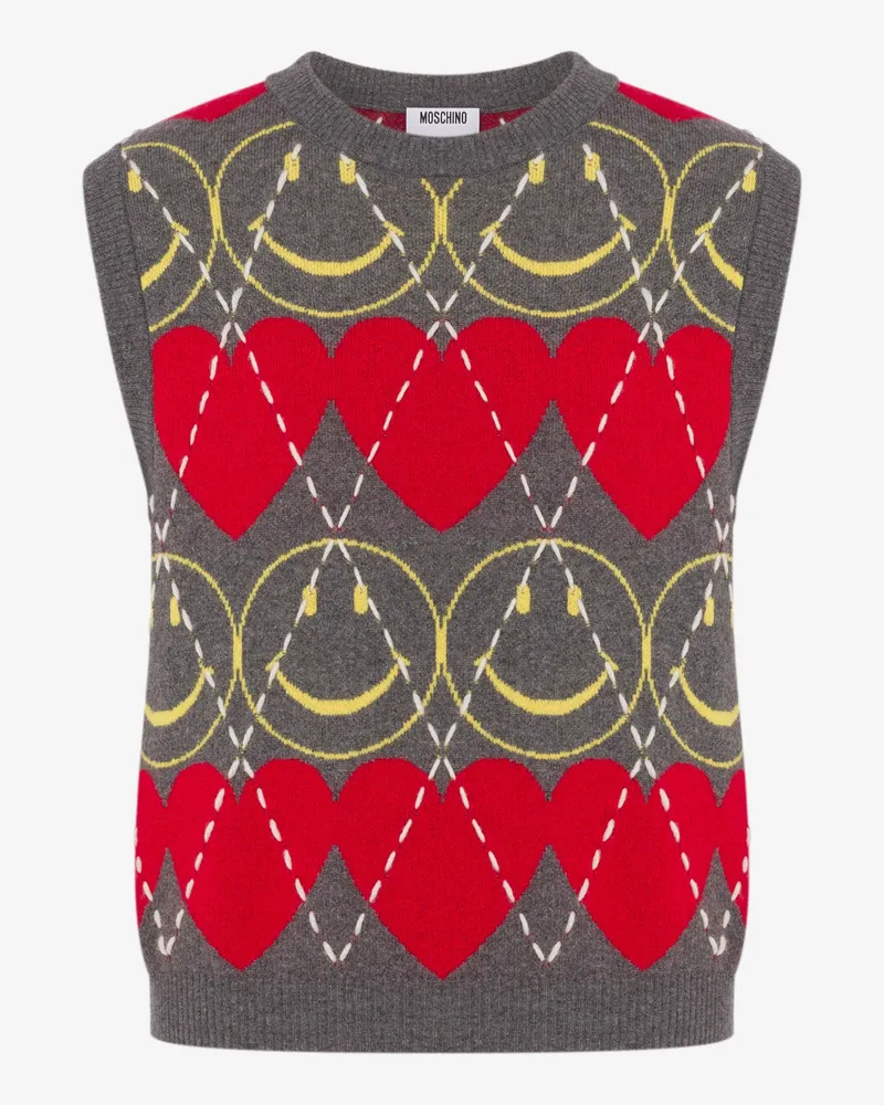 Moschino Ärmelloser Pullover aus einer Wollmischung Smiley® - Grau Grau