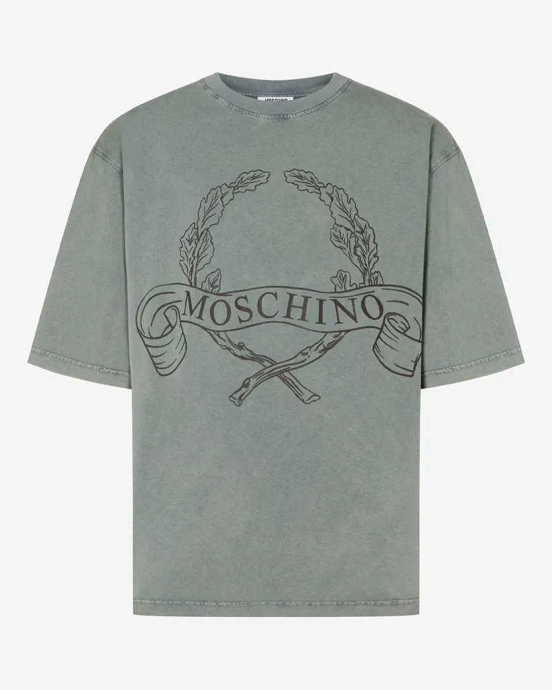 Moschino Laurel Crown T-Shirt aus Bio-Baumwolljersey - Grau Grau