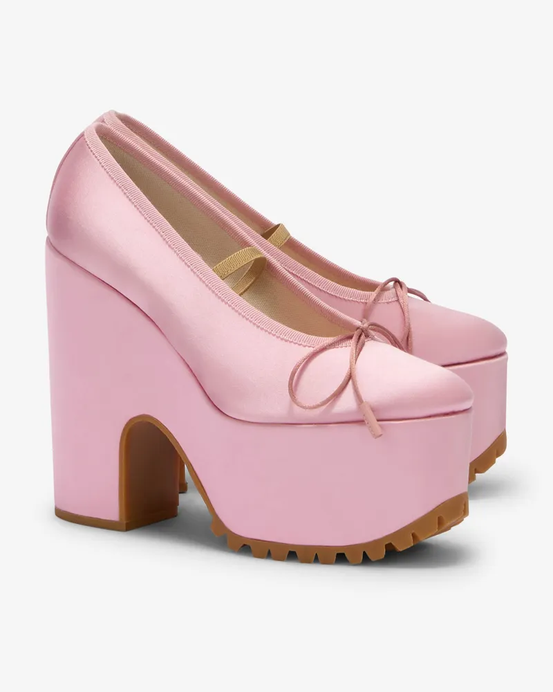 Moschino Plateau-Ballerinas aus Satin - Pink Pink