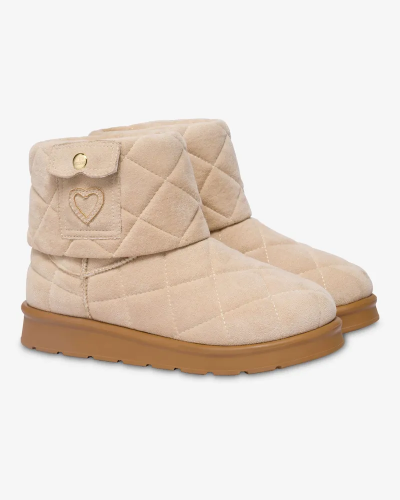 Moschino Gesteppte Stiefelette aus weichem Stoff - Beige Beige
