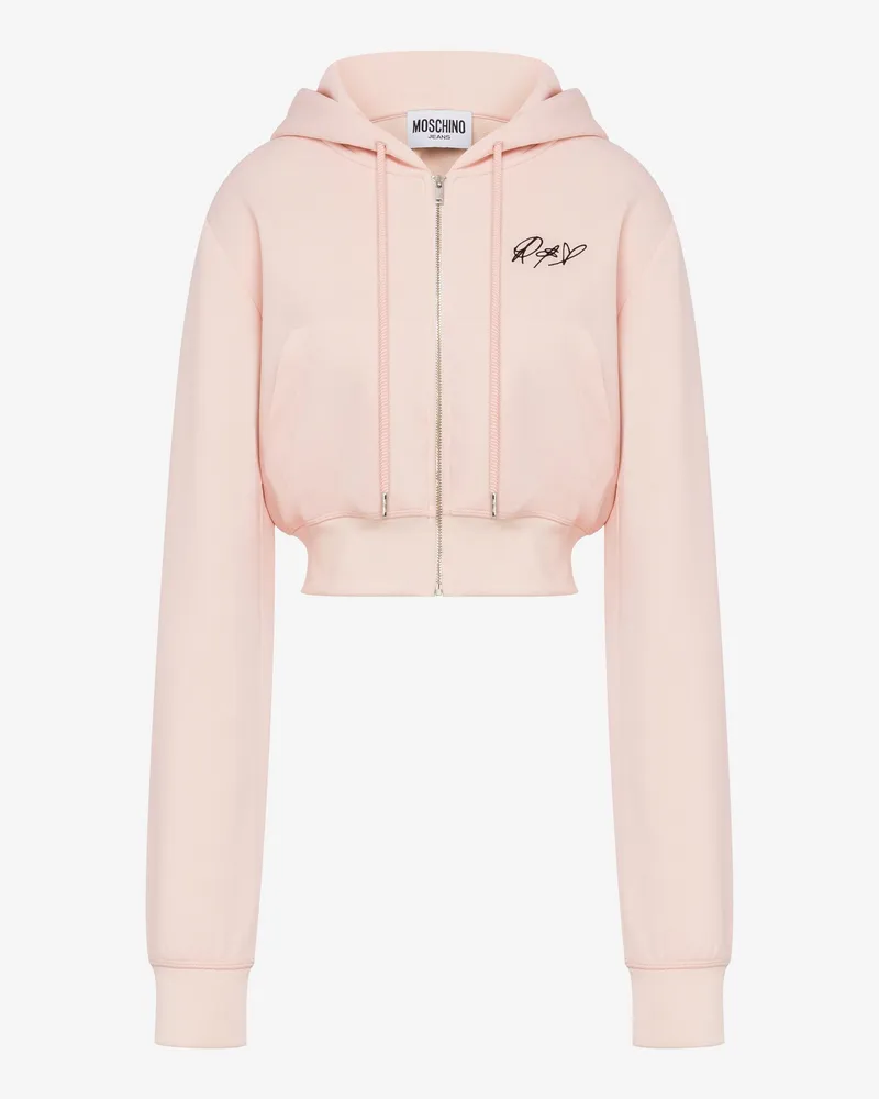 Moschino Crop-Sweatshirt aus bestickter Baumwolle - Pink Pink