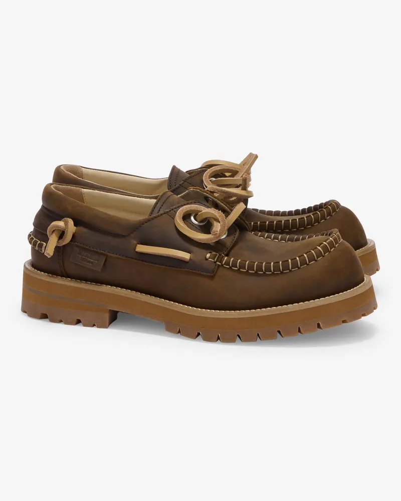 Moschino Bootsmokassins aus gealtertem Kalbsleder - Braun Braun
