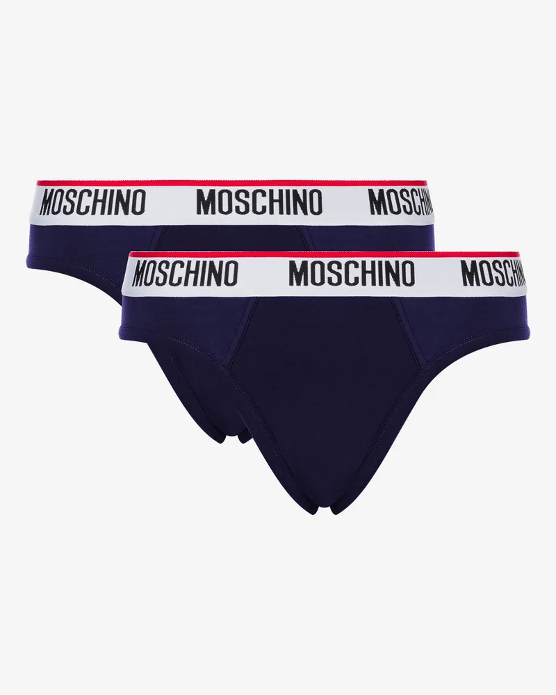 Moschino Slip im 2er-Pack mit Logo-Bund - Blau Blau