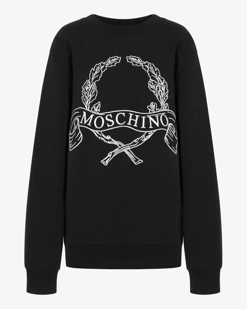 Moschino Bio-Baumwoll-Hoodie Laurel Crown Logo - Schwarz Schwarz