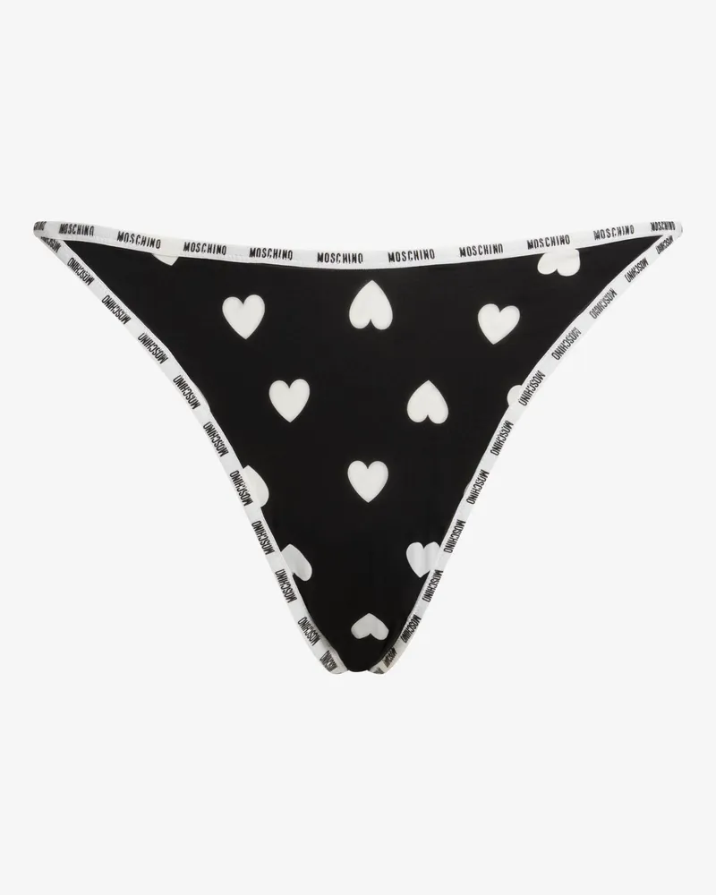 Moschino Bedruckter Microfaser-Tanga - Schwarz Schwarz