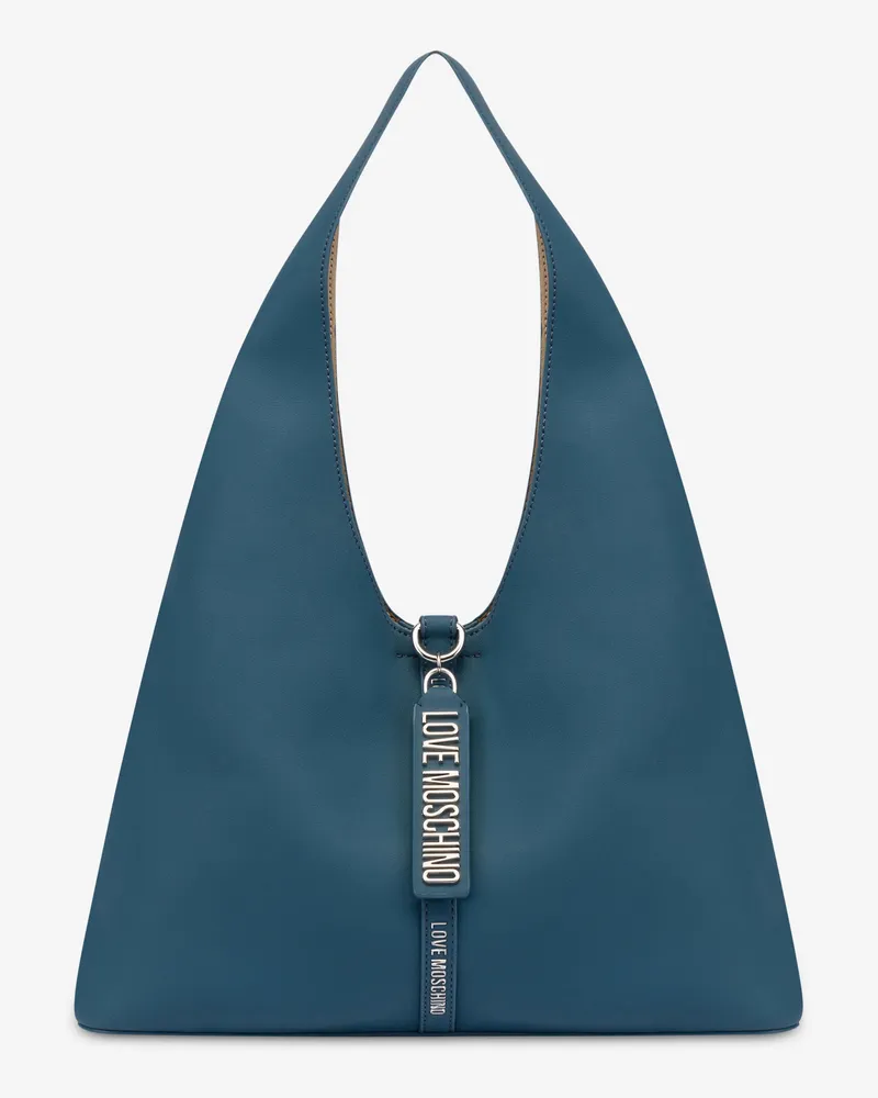 Moschino Weiche Hobo-Tasche mit Logo-Anhänger - Blau Blau