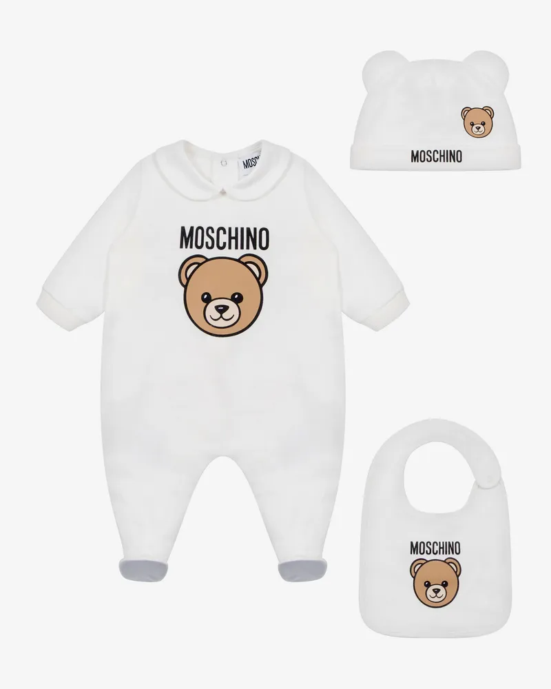 Moschino Set mit Strampler, Mütze und Lätzchen Moschino Teddy Bear - Weiß Weiß