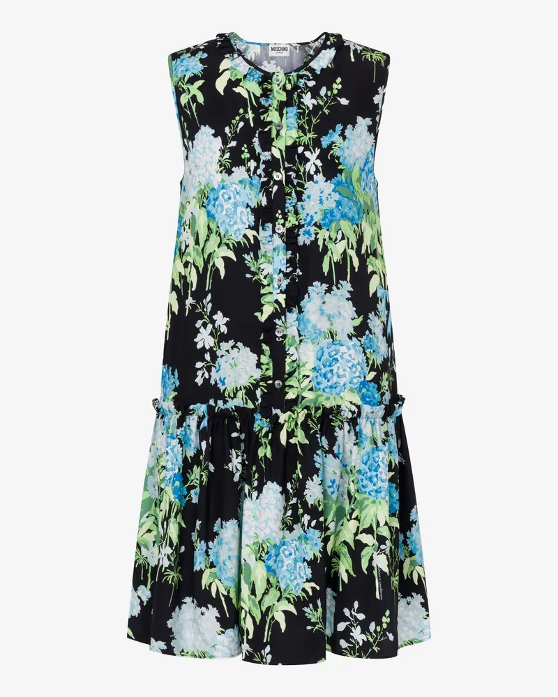 Moschino Bedrucktes Kleid aus Seidensatin - Schwarz Schwarz