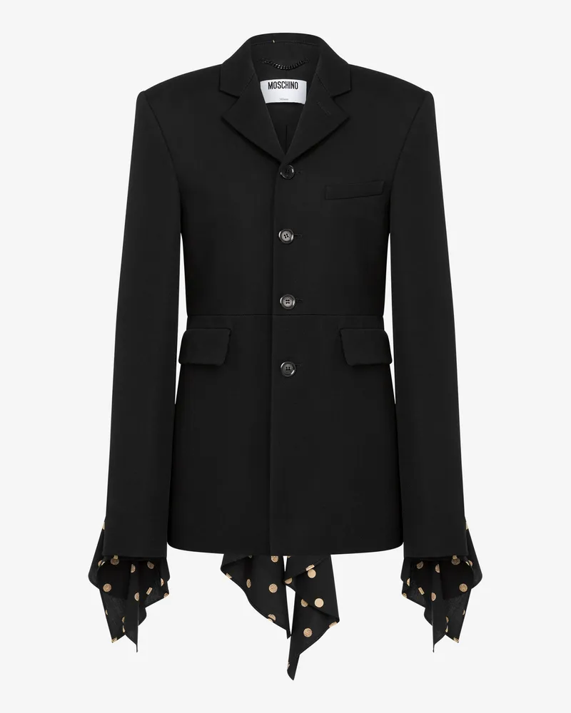 Moschino Diagonale Jacke aus Wollmischung mit Polka Dots - Schwarz Schwarz