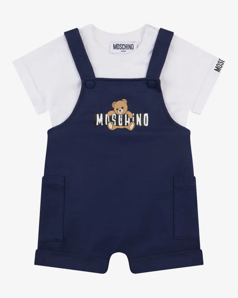 Moschino Set aus T-Shirt und Latzhose Moschino Teddy Bear - Blaue Marine Blaue