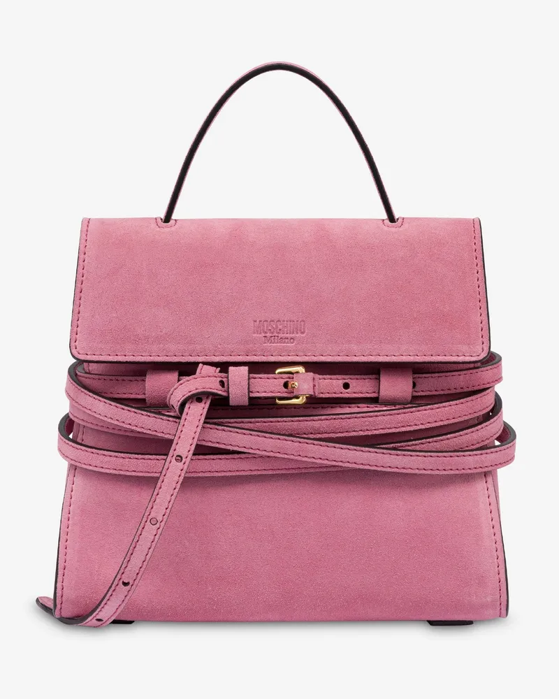 Moschino Moschino Tie Me Tasche aus Wildleder Small - Pink Pink