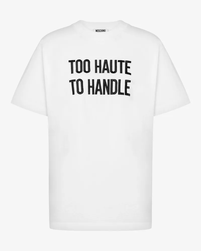 Moschino T-Shirt aus besticktem Bio-Baumwolljersey - Weiß Weiß