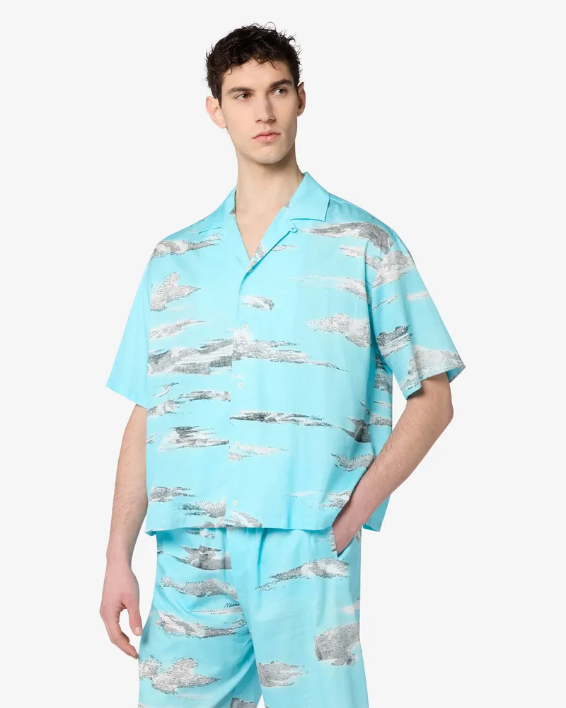 Moschino Hemd aus Baumwollpopeline „Archive Clouds“ - Blau Blau