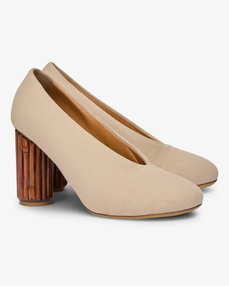 Moschino Pumps aus Canvas mit skulpturalem Absatz - Beige Beige