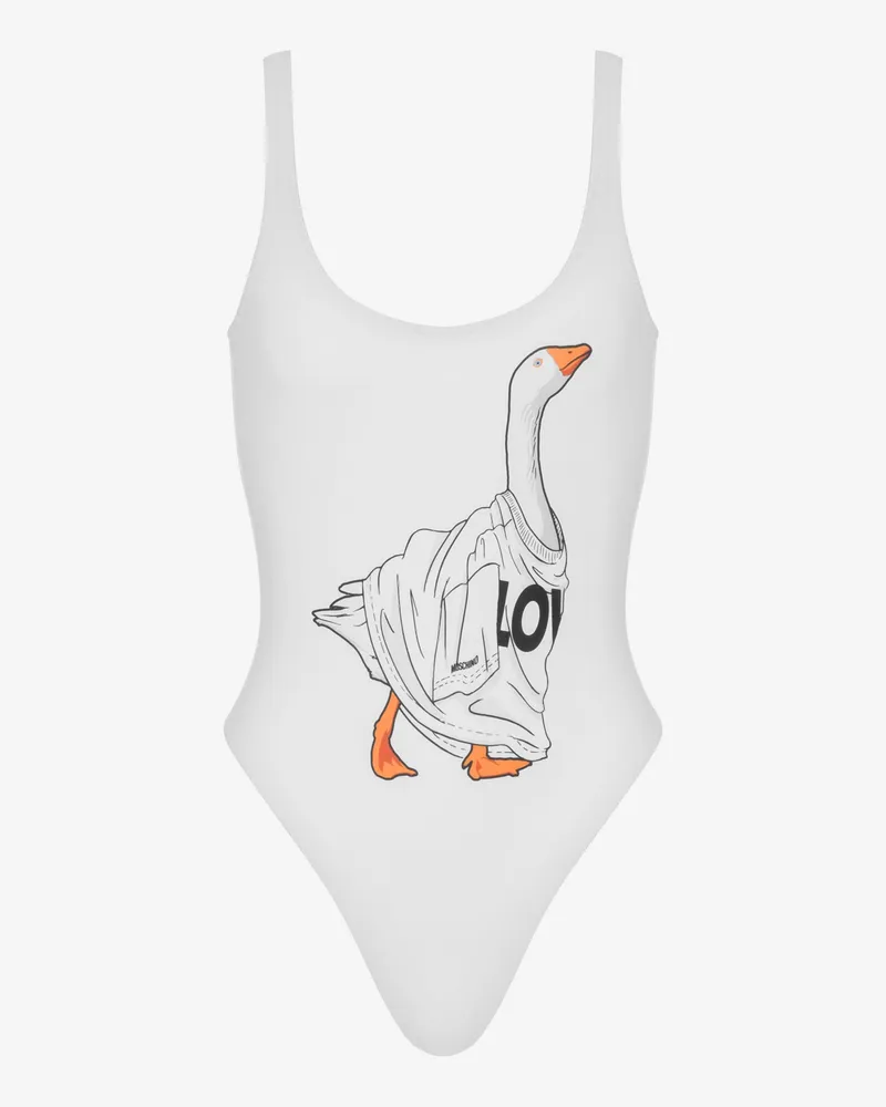 Moschino Einteiliger Badeanzug Goose - Weiß Weiß