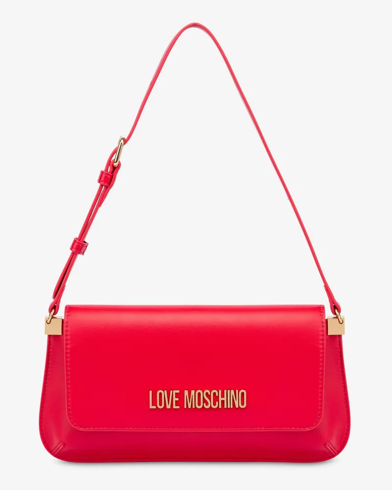 Moschino Flache Schultertasche Lettering Logo - Rot Rot