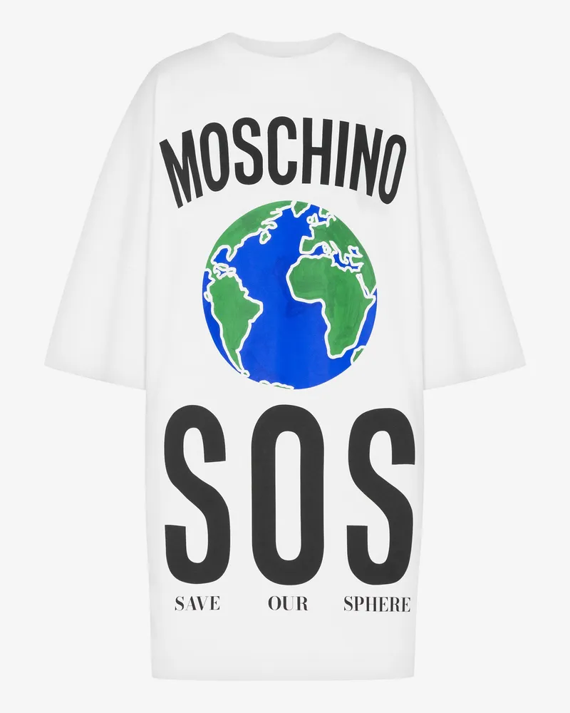 Moschino Bedrucktes Kleid aus schwerer Baumwolle - Weiß Weiß