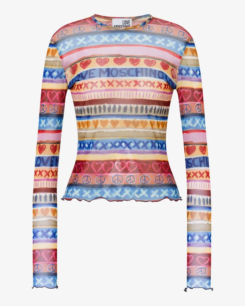 Moschino Bedrucktes Netz-T-Shirt - Bunt Bunt