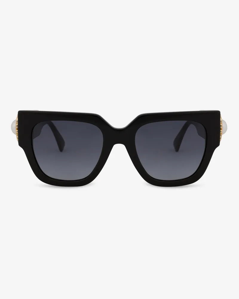 Moschino Schwarze Sonnenbrille Pearl Trim - Schwarz Schwarz
