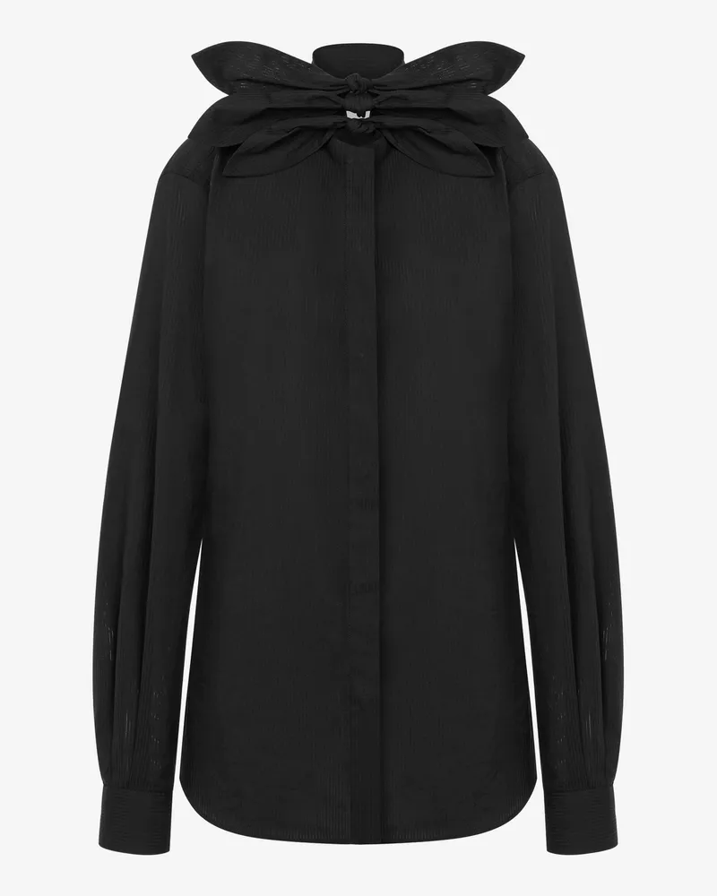 Moschino Jacquard-Hemd aus Baumwollpopeline - Schwarz Schwarz