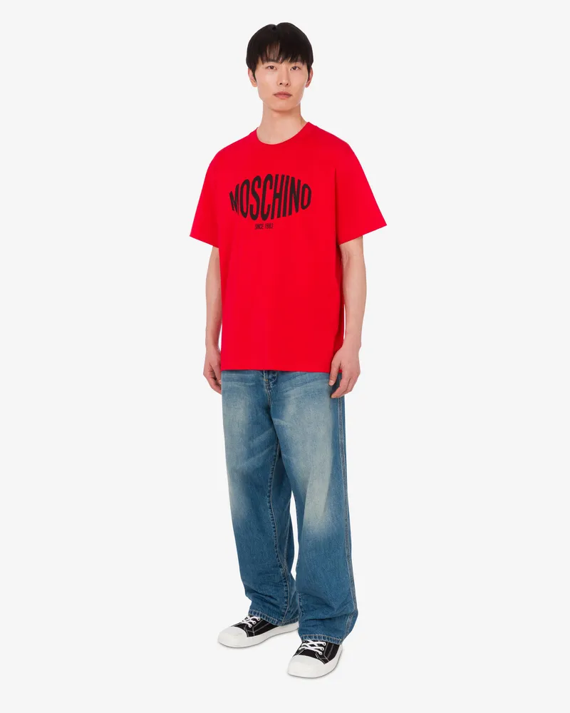 Moschino Bedrucktes T-Shirt aus Bio-Baumwolljersey - Rot Rot