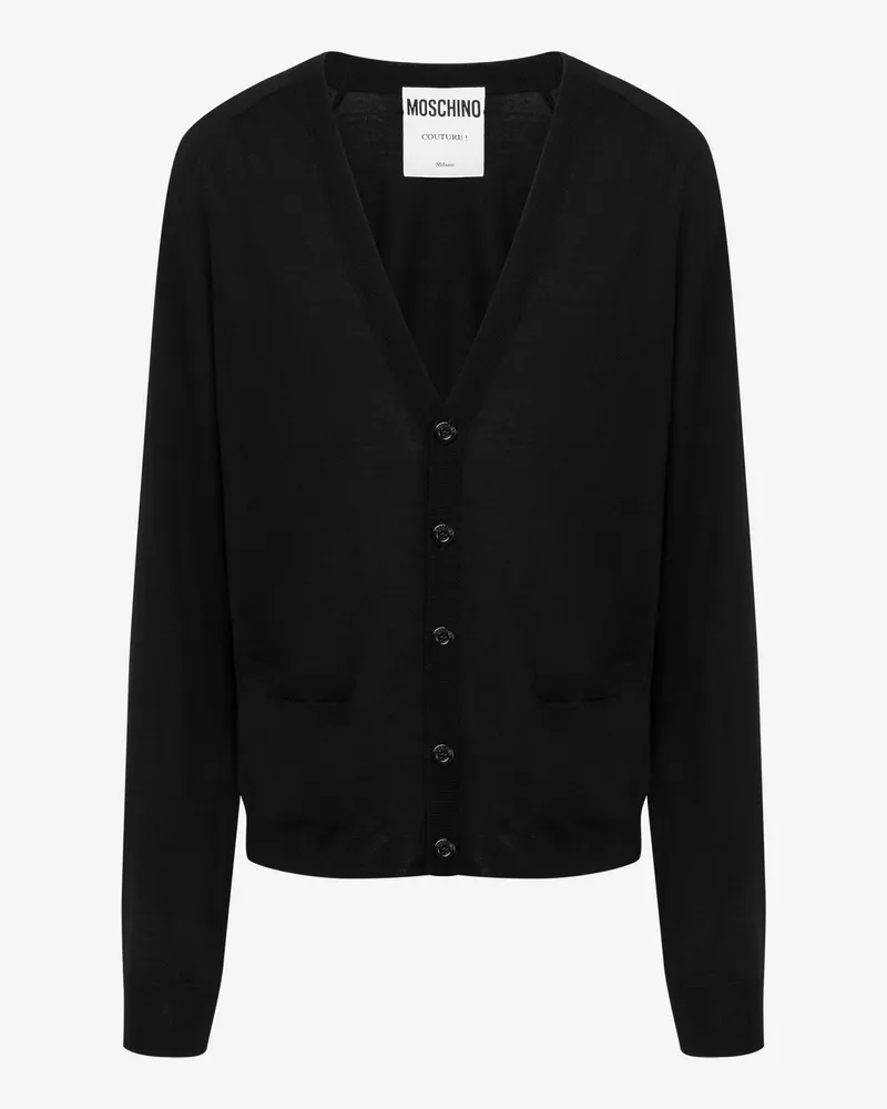 Moschino Woll-Cardigan Golden M - Schwarz Schwarz