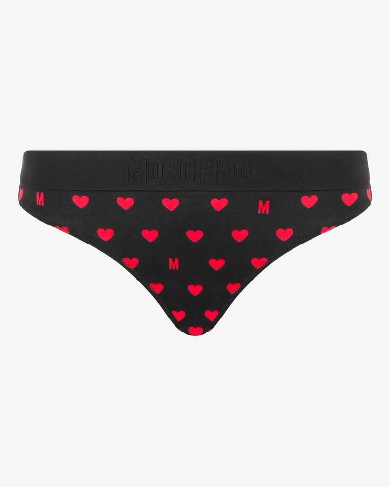 Moschino Bedruckter Slip aus Stretch-Baumwolljersey - Schwarz Schwarz