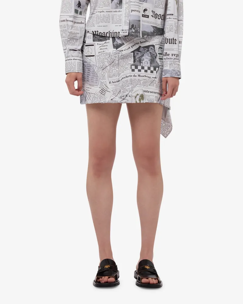 Moschino Minirock aus bedrucktem Baumwollpopeline - Weiß Weiß