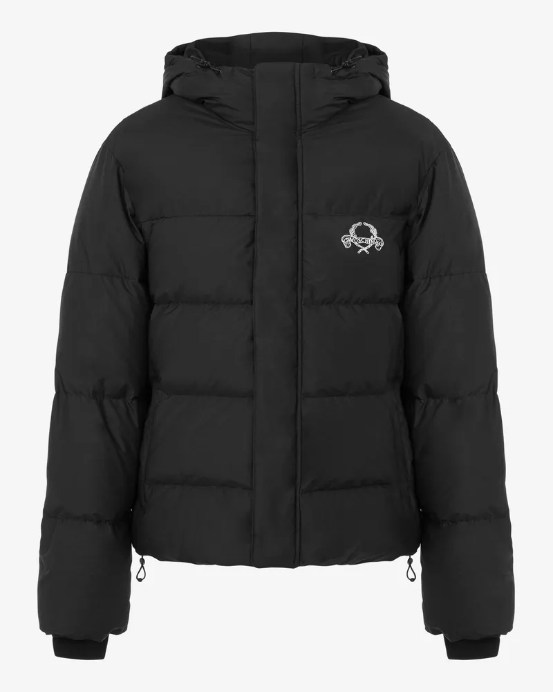 Moschino Nylon-Daunenjacke Laurel Crown Logo - Schwarz Schwarz