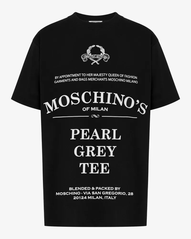 Moschino Bedrucktes T-Shirt aus Bio-Baumwolljersey - Schwarz Schwarz