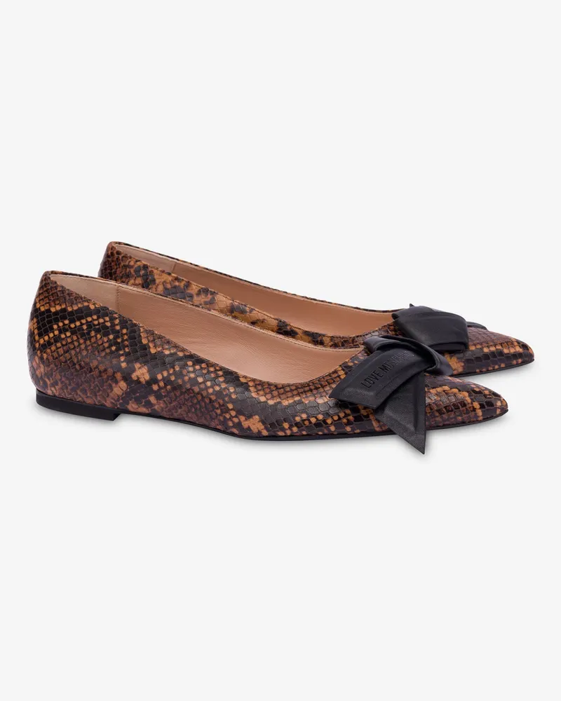 Moschino Ballettschuhe aus Kalbsleder mit Python-Print - Braun Braun
