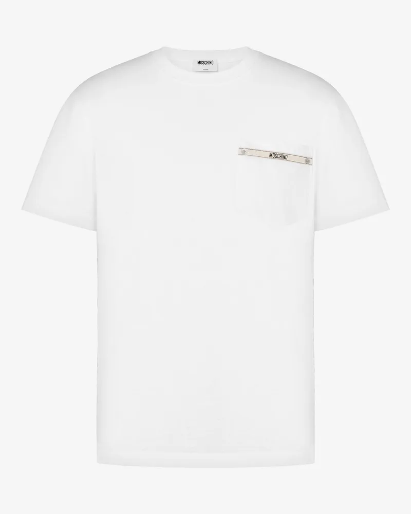 Moschino T-Shirt aus besticktem Bio-Baumwolljersey - Weiß Weiß