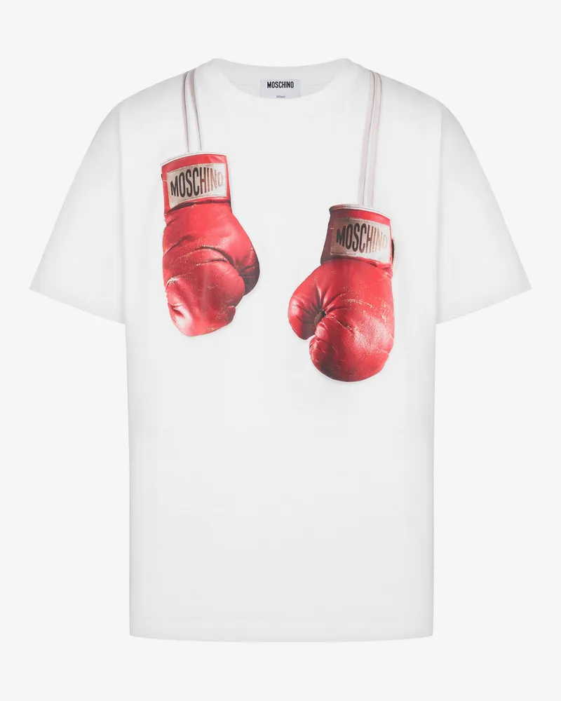 Moschino Bedrucktes T-Shirt aus Bio-Baumwolljersey - Weiß Weiß
