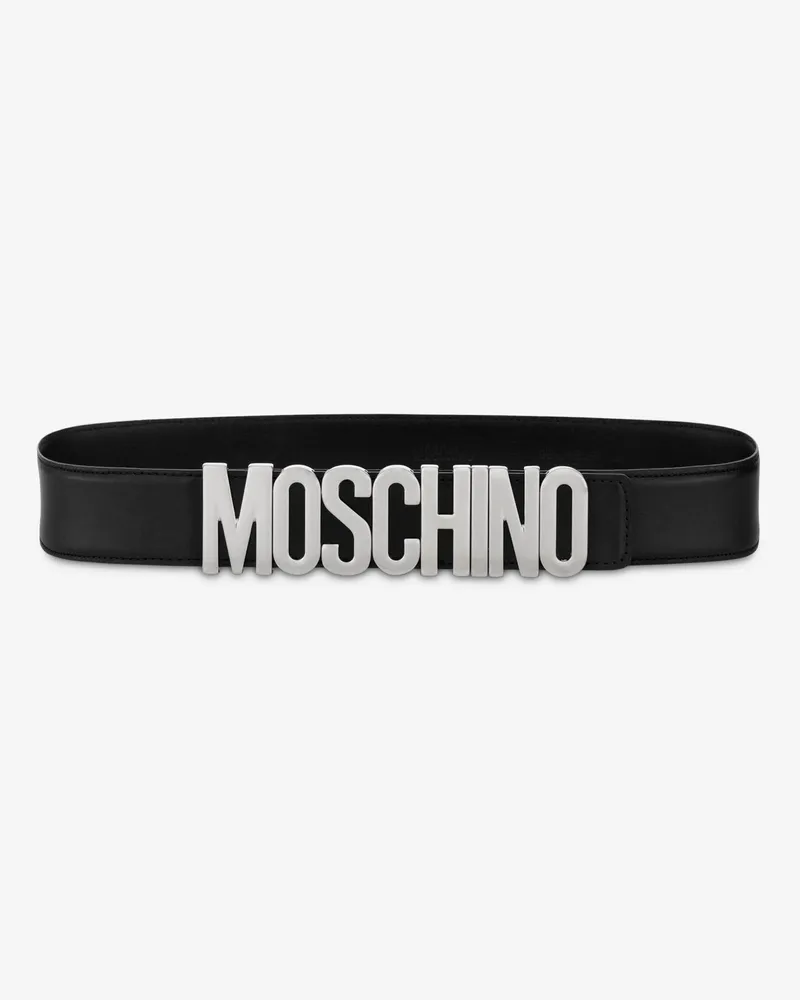 Moschino Ledergürtel mit Logo - Schwarz Schwarz