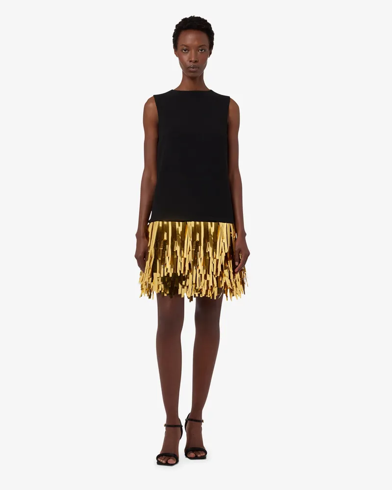 Moschino Verschönertes Kleid aus Stretch-Crêpe - Schwarz Schwarz