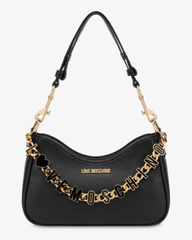 Moschino Hobo Bag aus Kalbsleder Dangling - Schwarz Schwarz