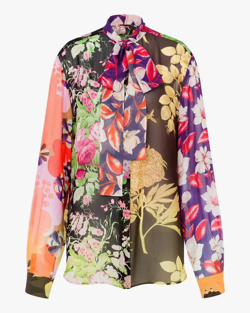 Moschino Bedrucktes Hemd aus Seidengeorgette - Bunt Bunt