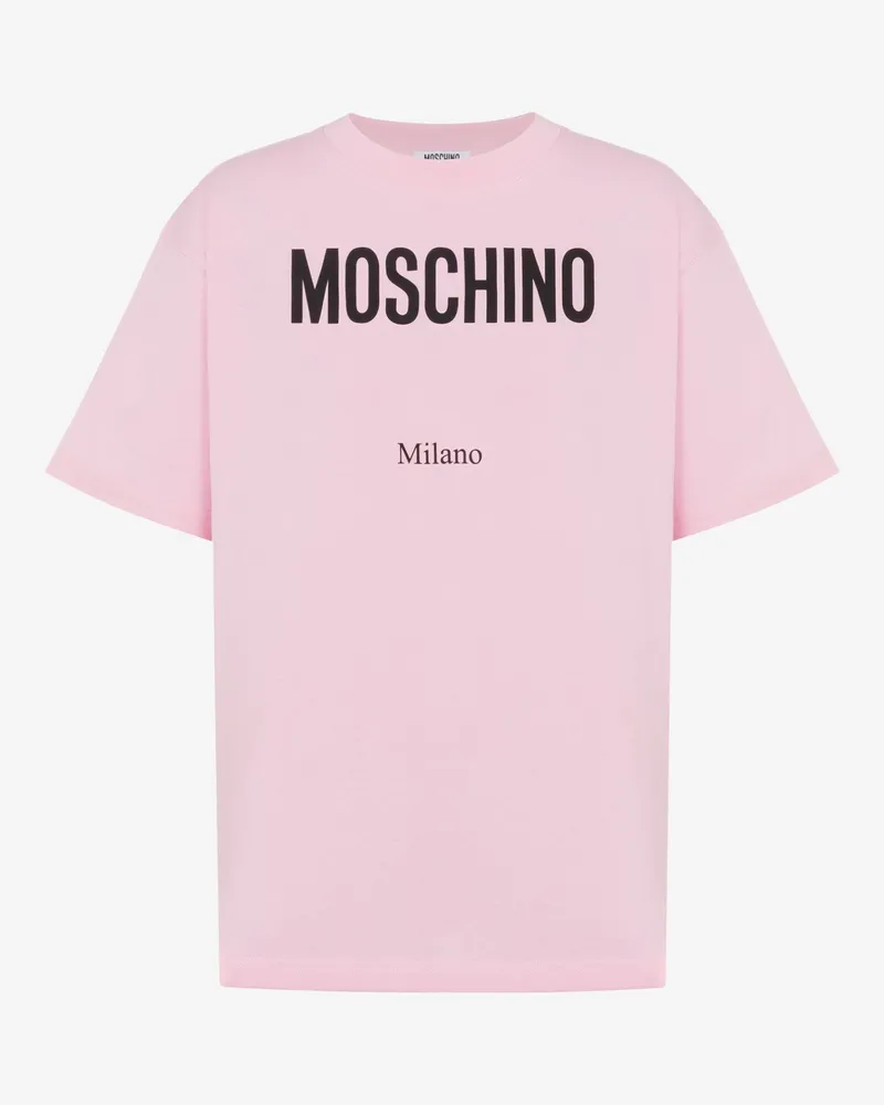Moschino Bedrucktes T-Shirt aus Bio-Baumwolljersey - Pink Pink