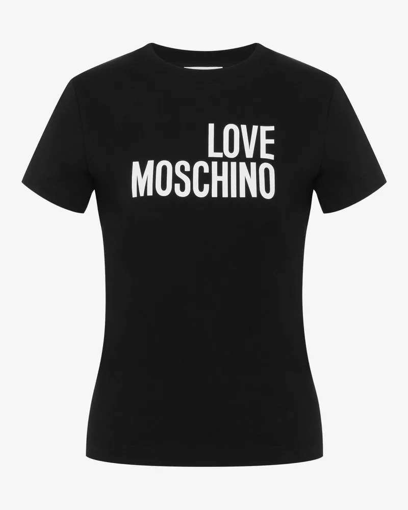 Moschino Bedrucktes T-Shirt aus Baumwolljersey - Schwarz Schwarz