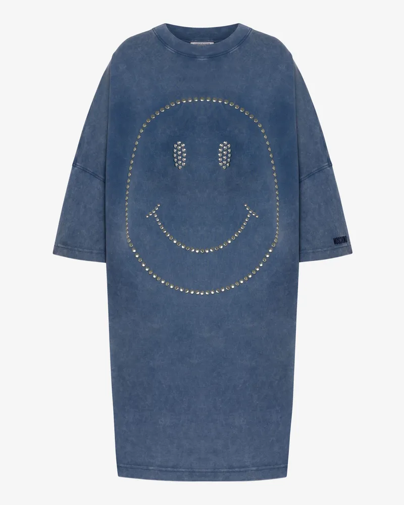 Moschino Oversize-Kleid aus schwerer Baumwolle Smiley® - Blau Blau