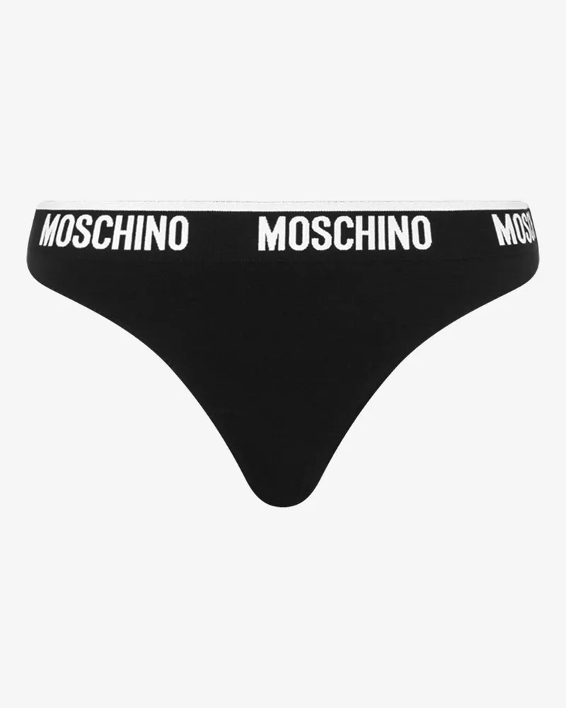Moschino String aus Stretch-Jersey mit elastischem Logo-Band - Schwarz Schwarz