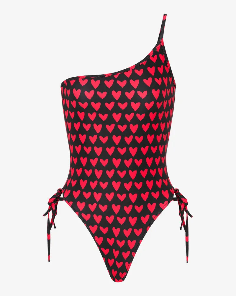 Moschino Bedruckter einteiliger Lycra-Schwimmanzug - Schwarz Schwarz