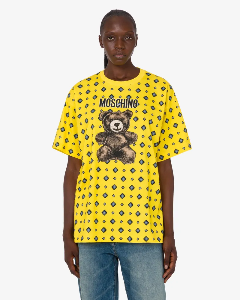 Moschino Moschino T-Shirt aus Bio-Baumwolljersey mit Teddybär - Gelb Gelb